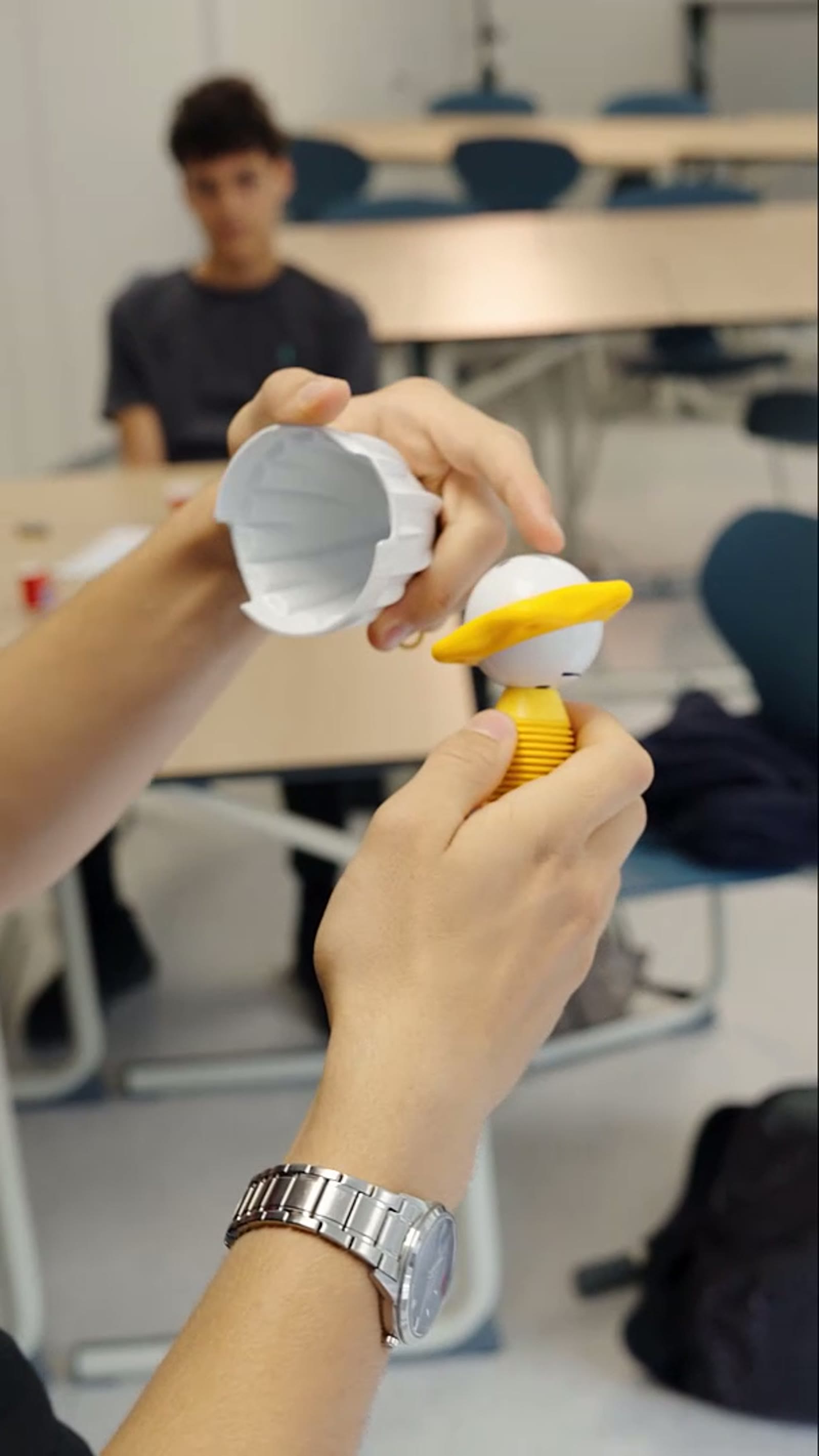 A finished student build being shown to the group